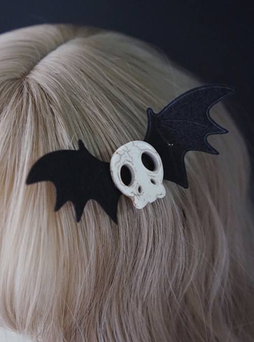 Gothic Black Bat Skull Halloween Gothic Lolita Hair Hairpin