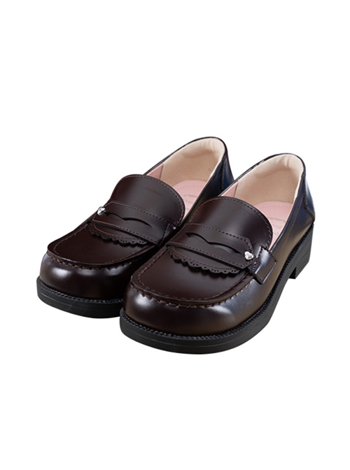 College Style Solid Color Pu Student Uniform Round Head Daily Soft Girl Classic Lolita Low-Heeled Shoes