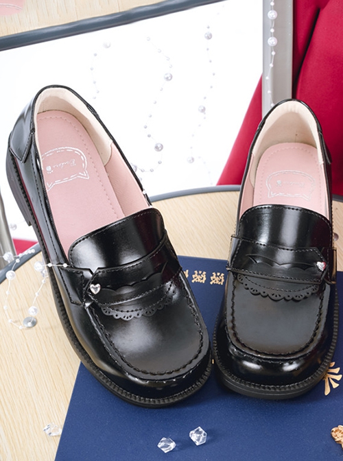 College Style Solid Color Pu Student Uniform Round Head Daily Soft Girl Classic Lolita Low-Heeled Shoes