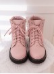 Sweet Cool Solid Color Lace-Up Round Head Soft Girl Autumn-Winter Daily Short Tube Classic Lolita Martin Boots