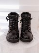 Sweet Cool Solid Color Lace-Up Round Head Soft Girl Autumn-Winter Daily Short Tube Classic Lolita Martin Boots