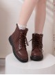 Sweet And Cool Wind Solid Color Lace-Up Round Head Soft Girl Autumn-Winter Daily Short Tube Classic Lolita Martin Boots