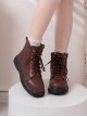 Sweet Cool Solid Color Lace-Up Round Head Soft Girl Autumn-Winter Daily Short Tube Classic Lolita Martin Boots