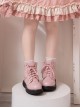 Sweet And Cool Wind Solid Color Lace-Up Round Head Soft Girl Autumn-Winter Daily Short Tube Classic Lolita Martin Boots