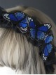 Gothic Black Ruffle Dream Embroidered Butterfly Gothic Lolita Headband