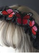 Gothic Black Ruffle Dream Embroidered Butterfly Gothic Lolita Headband