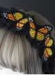 Gothic Black Ruffle Dream Embroidered Butterfly Gothic Lolita Headband