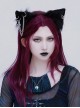 Solid Color Dark Cross Metal Chain Decorative Punk Lolita Plush Cat Ear Hairpin