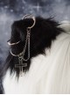 Solid Color Dark Cross Metal Chain Decorative Punk Lolita Plush Cat Ear Hairpin