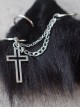 Solid Color Dark Cross Metal Chain Decorative Punk Lolita Plush Cat Ear Hairpin