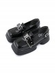 The Black Chain Pledge Series Retro Preppy Style Simple Casual Square Head Thick Bottom Metal Decorate School Lolita Shoes