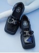 The Black Chain Pledge Series Retro Preppy Style Simple Casual Square Head Thick Bottom Metal Decorate School Lolita Shoes