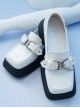 The Black Chain Pledge Series Retro Preppy Style Simple Casual Square Head Thick Bottom Metal Decorate School Lolita Shoes