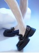 The Black Chain Pledge Series Retro Preppy Style Simple Casual Square Head Thick Bottom Metal Decorate School Lolita Shoes