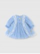 Round Neck Small Flower Fairy Embroidery Polka Dot Lace Ruffles Yarn Mesh Puff Sleeves Classic Lolita Kids Long Sleeve Dress