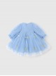 Round Neck Small Flower Fairy Embroidery Polka Dot Lace Ruffles Yarn Mesh Puff Sleeves Classic Lolita Kids Long Sleeve Dress