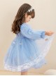 Round Neck Small Flower Fairy Embroidery Polka Dot Lace Ruffles Yarn Mesh Puff Sleeves Classic Lolita Kids Long Sleeve Dress