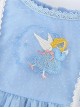 Round Neck Small Flower Fairy Embroidery Polka Dot Lace Ruffles Yarn Mesh Puff Sleeves Classic Lolita Kids Long Sleeve Dress