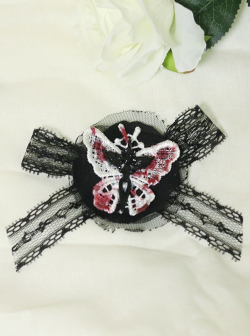 Dark Butterfly Pointer Lace Bow Gothic Lolita Halloween Cool Girl Hair Clip