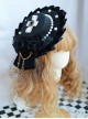 Pure Black Three-Dimensional Rose Metal Cross Chain Pearl Decoration Lace Cross Classic Lolita Top Hat