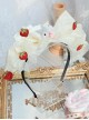 Cute Sweet Pure White Pleated Bow Strawberry Pattern Cute Cow Doll Decoration Classic Lolita Headband