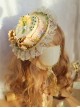 Fresh Pastoral Style Pastel-Yellow Ruched Jacquard Lace Delicate Floral Lace Pearl Trim Classic Lolita Top Hat