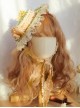 Fresh Pastoral Style Pastel-Yellow Ruched Jacquard Lace Delicate Floral Lace Pearl Trim Classic Lolita Top Hat