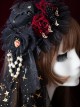 Halloween Dark Pleated Lace Rose Flower Decoration Pentagram Hot Stamping Mesh Pearl Chain Gothic Lolita Top Hat