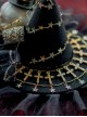 Dark Sweet Cool Style Skull Metal Pentagram Chain Decoration Gothic Lolita Pleated Lace Butterfly Mesh Pointed Hat