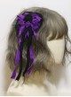 Gothic Style Black Purple Burnt Roses Gauze Mesh Black Beads Decorate Distressed Streamers Gothic Lolita Hairpin