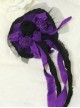 Gothic Style Black Purple Burnt Roses Gauze Mesh Black Beads Decorate Distressed Streamers Gothic Lolita Hairpin