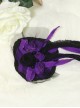 Gothic Style Black Purple Burnt Roses Gauze Mesh Black Beads Decorate Distressed Streamers Gothic Lolita Hairpin