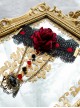 Delicate Jacquard Lace Vintage Court Red Rose Decoration Metal Jewelry Classic Lolita Bracelet