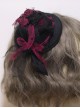 Gothic Style Black Red Dry Rose Pearl Decoration Lace Bow Small Hat Gothic Lolita Hairpin