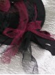 Gothic Style Black Red Dry Rose Pearl Decoration Lace Bow Small Hat Gothic Lolita Hairpin