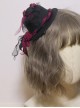 Gothic Style Black Red Dry Rose Pearl Decoration Lace Bow Small Hat Gothic Lolita Hairpin