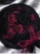 Gothic Style Black Red Dry Rose Pearl Decoration Lace Bow Small Hat Gothic Lolita Hairpin