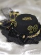 Punk Style Retro Lace Diamond-Shaped Checkerboard Gear Decoration Bow Small Hat Gothic Lolita Hairpin