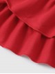 Red Cute Doll Collar Ruffle Bow-Knot Splicing Puff Sleeves Minimalistic Sweet Lolita Kids Dress