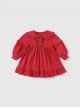 Red Cute Doll Collar Ruffle Bow-Knot Splicing Puff Sleeves Minimalistic Sweet Lolita Kids Dress