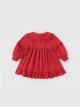 Red Cute Doll Collar Ruffle Bow-Knot Splicing Puff Sleeves Minimalistic Sweet Lolita Kids Dress