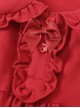 Red Cute Doll Collar Ruffle Bow-Knot Splicing Puff Sleeves Minimalistic Sweet Lolita Kids Dress