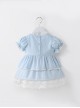 Flower Cute Puff Sleeve Lace Double Layer Hem Polka Dot Short Sleeve Classic Lolita Kids Dress