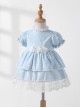 Flower Cute Puff Sleeve Lace Double Layer Hem Polka Dot Short Sleeve Classic Lolita Kids Dress