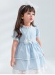 Flower Cute Puff Sleeve Lace Double Layer Hem Polka Dot Short Sleeve Classic Lolita Kids Dress