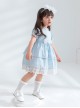 Flower Cute Puff Sleeve Lace Double Layer Hem Polka Dot Short Sleeve Classic Lolita Kids Dress