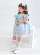 Flower Cute Puff Sleeve Lace Double Layer Hem Polka Dot Short Sleeve Classic Lolita Kids Dress