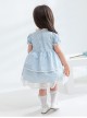 Flower Cute Puff Sleeve Lace Double Layer Hem Polka Dot Short Sleeve Classic Lolita Kids Dress