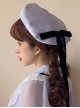 Solid Cute Color Bow Ribbon Decoration Classic Lolita Beret