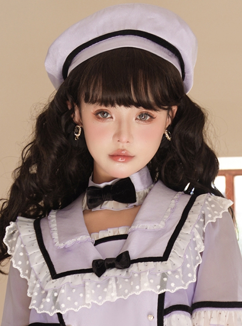 Solid Cute Color Bow Ribbon Decoration Classic Lolita Beret